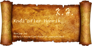 Knöpfler Henrik névjegykártya